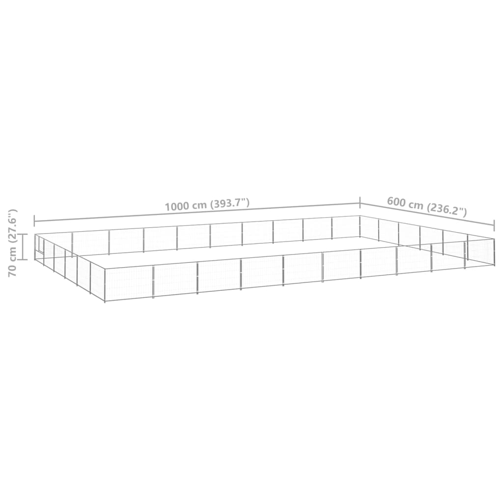 Dog pen, silver, 60 m², steel