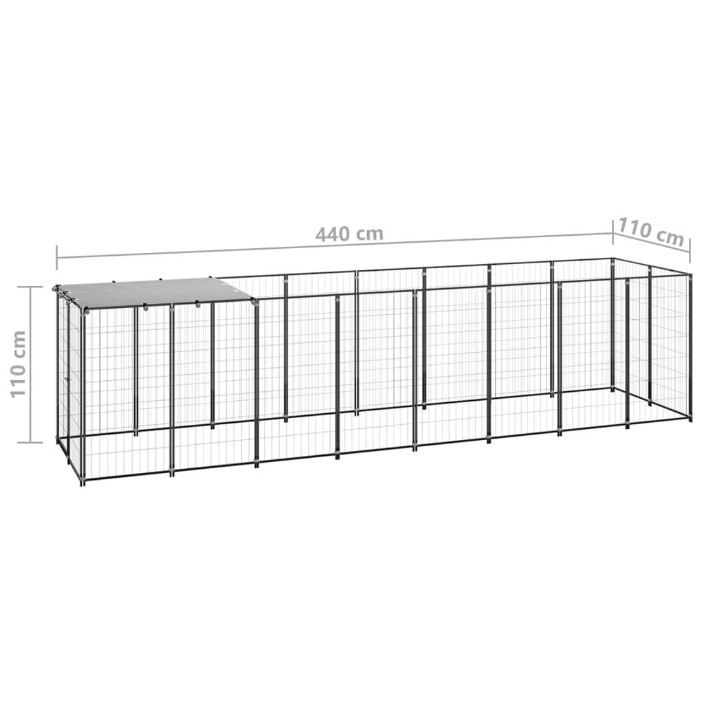 Dog paddock, black, 4.84 m², steel
