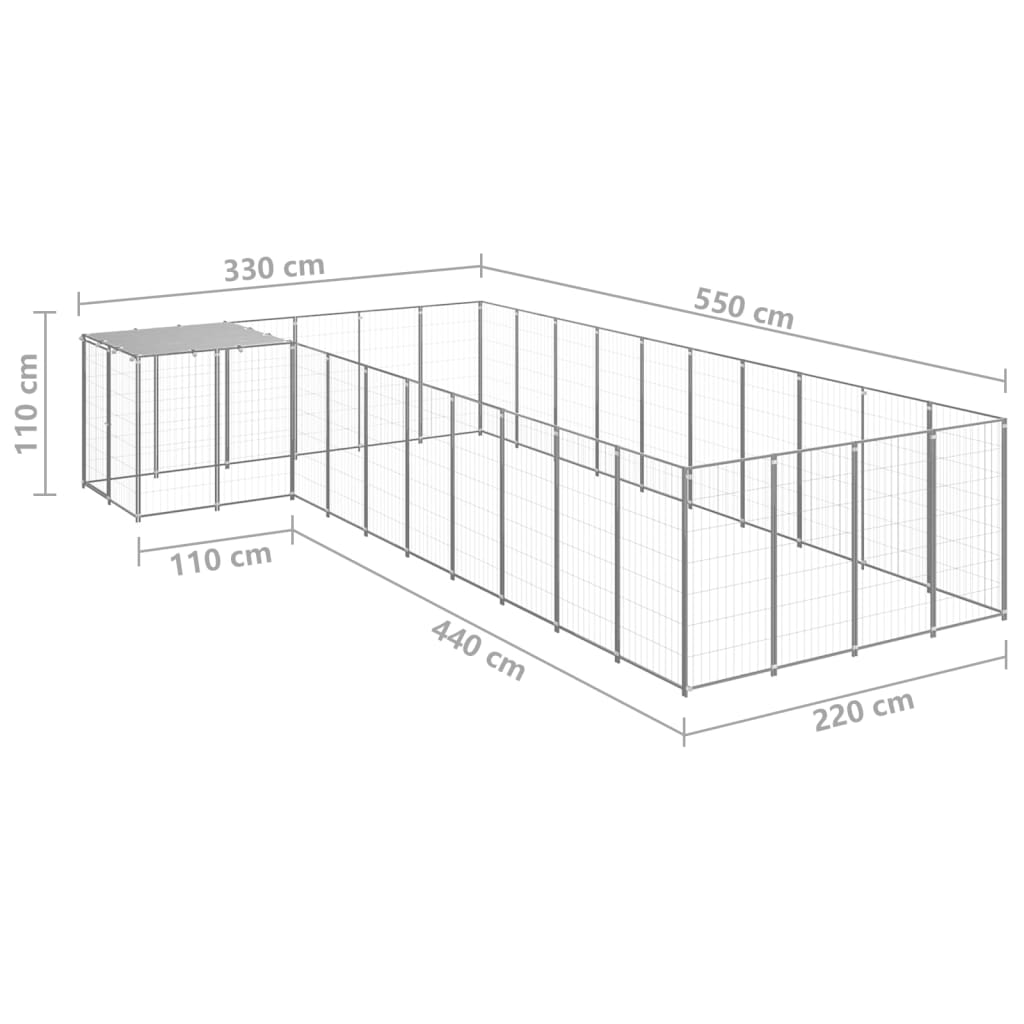 Dog pen, silver, 13.31 m², steel
