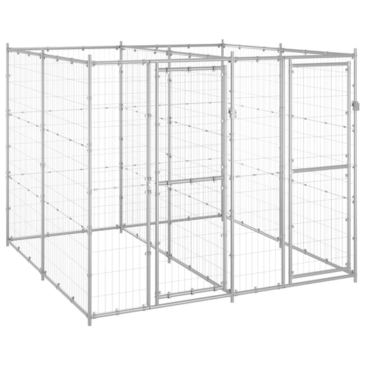 Outdoor dog pen, 4.84 m², galvanized steel
