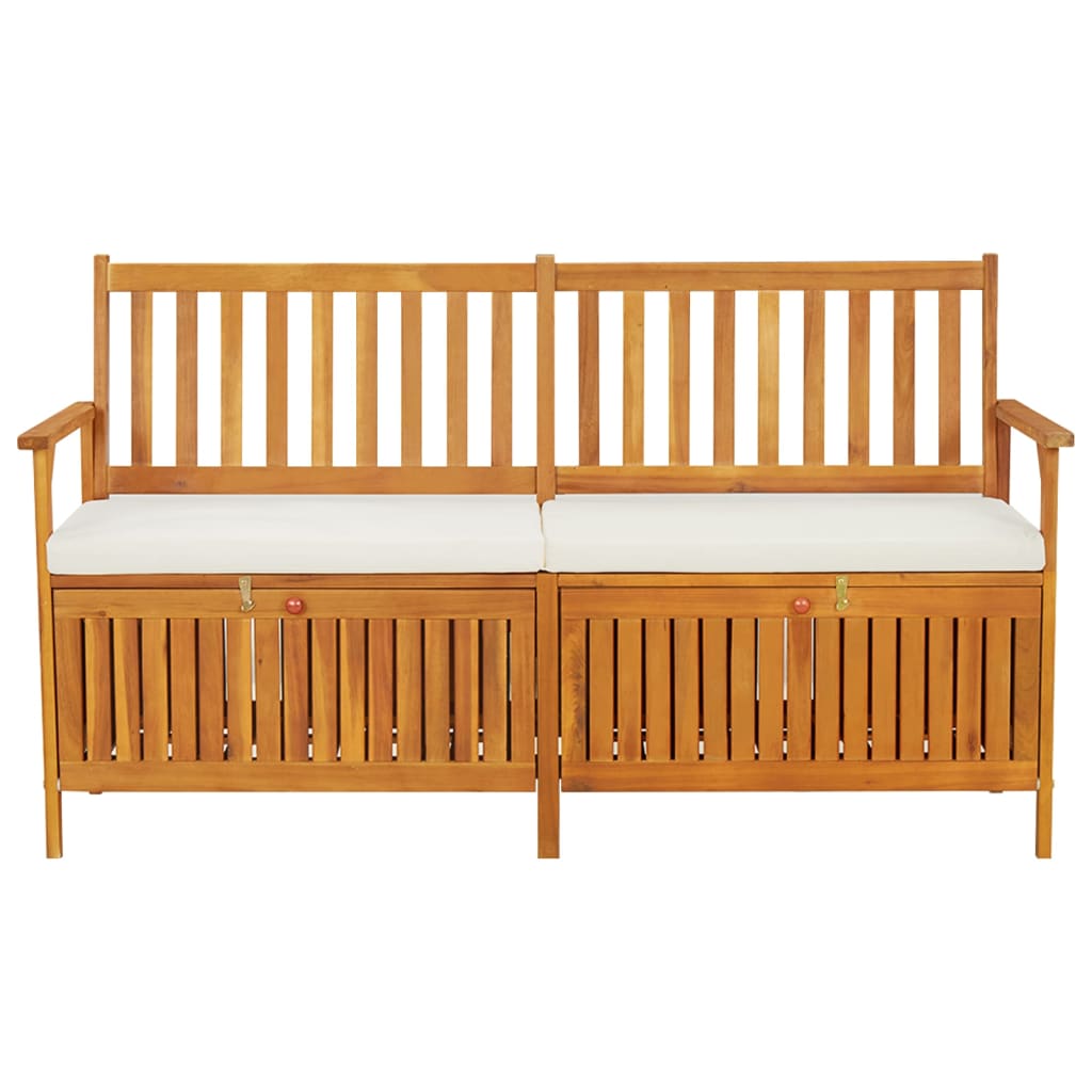 Bancă de depozitare cu pernă, 148 cm, lemn masiv de acacia