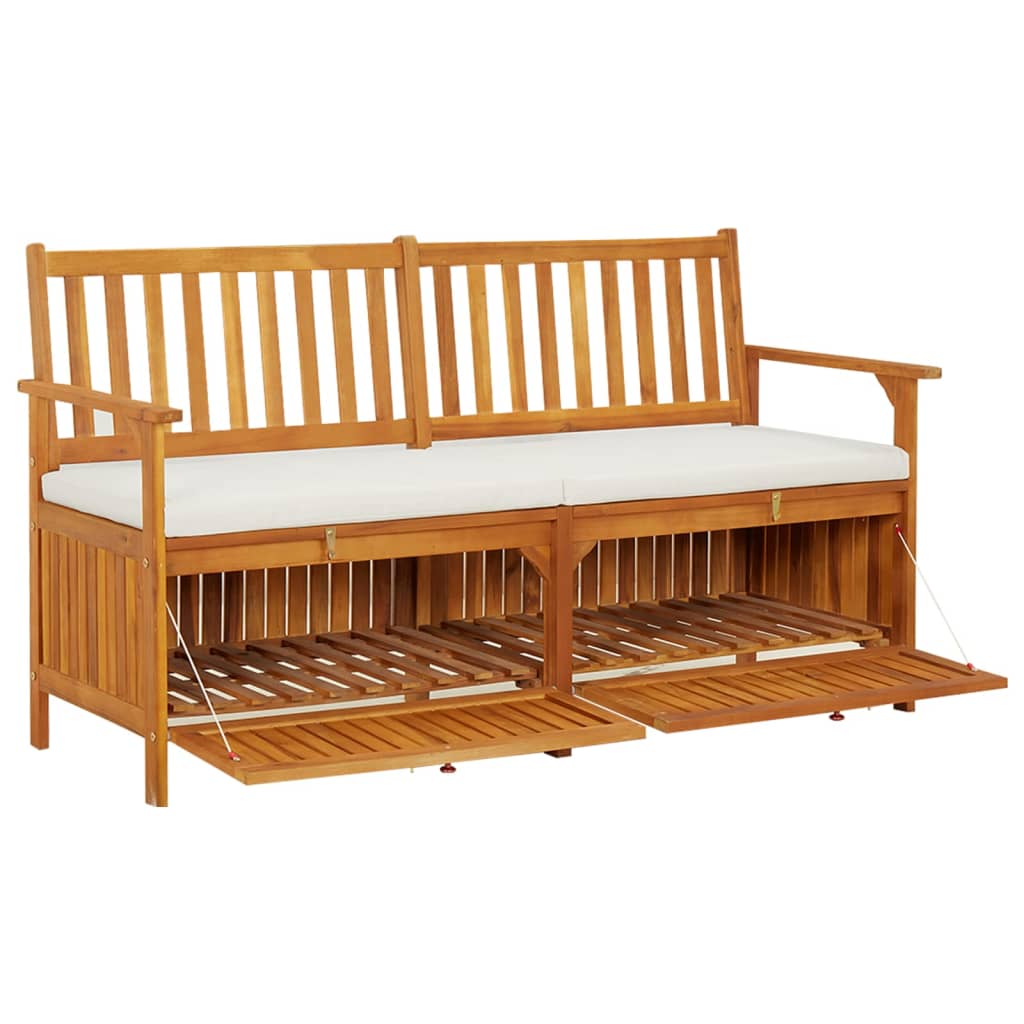 Bancă de depozitare cu pernă, 148 cm, lemn masiv de acacia