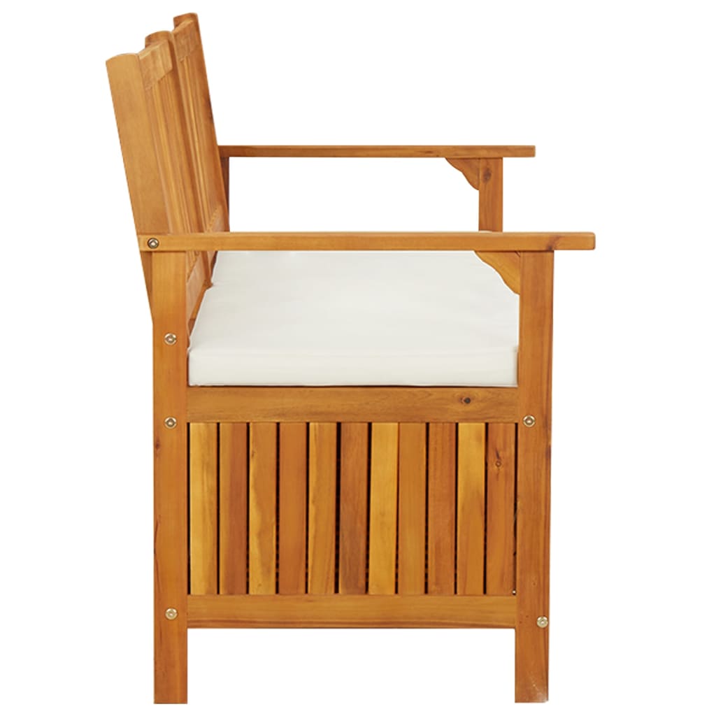 Bancă de depozitare cu pernă, 148 cm, lemn masiv de acacia