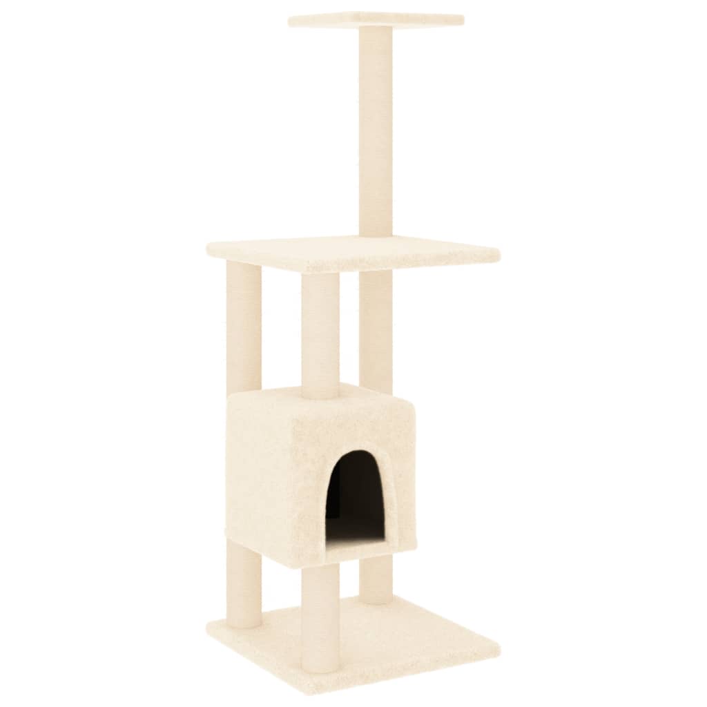 Set of cats with poles made of sisal rope, cream, 104 cm