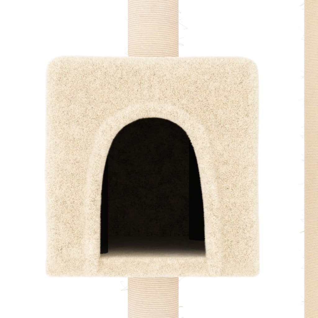 Set of cats with poles made of sisal rope, cream, 104 cm