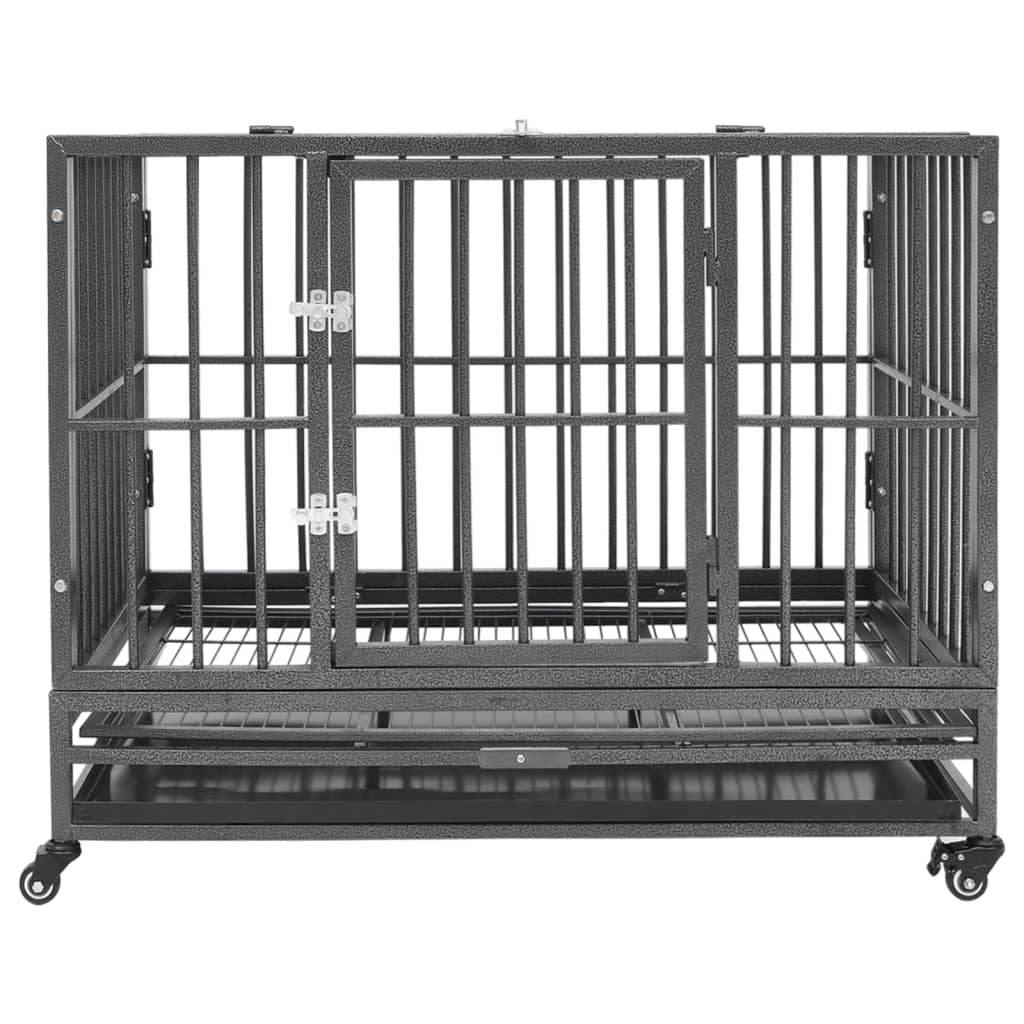 Dog cage with wheels, 92x62x76 cm, steel