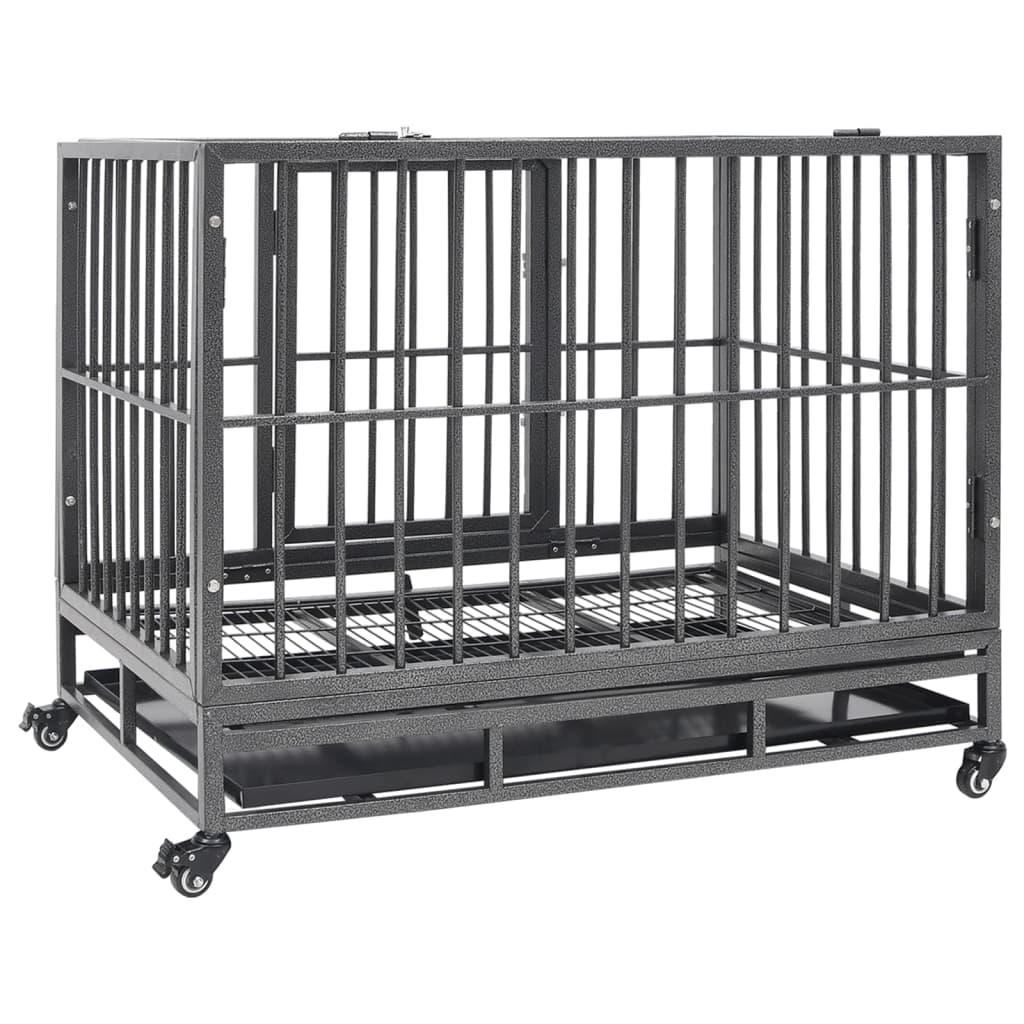 Dog cage with wheels, 92x62x76 cm, steel