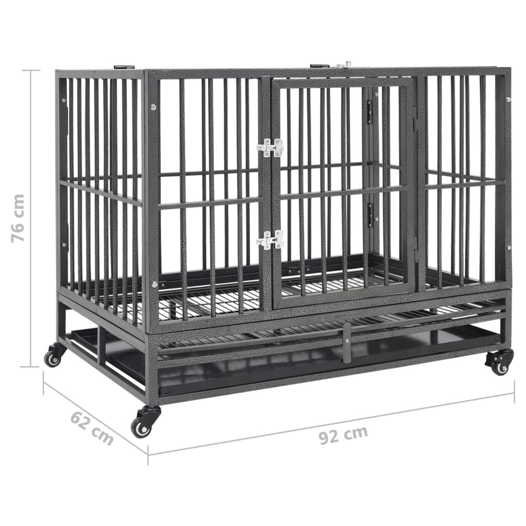 Dog cage with wheels, 92x62x76 cm, steel