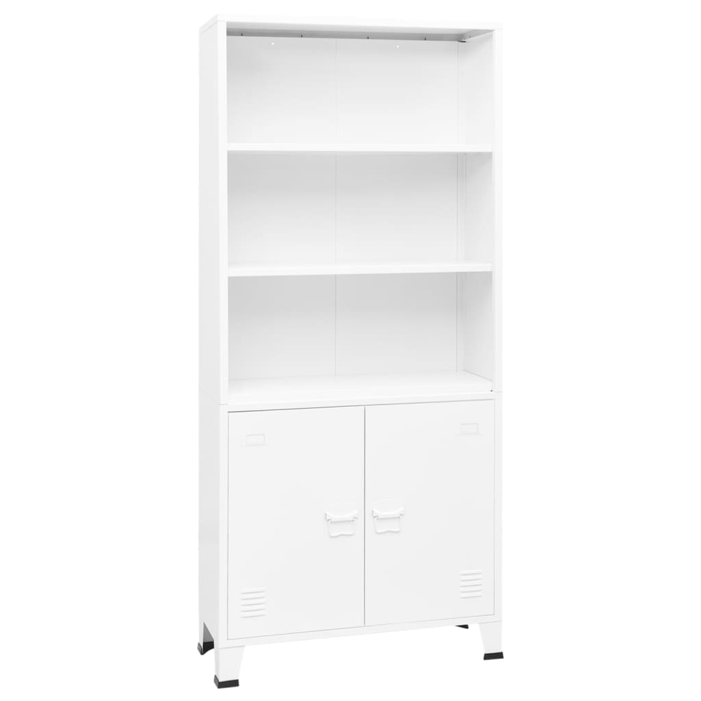 Bibliotecă tip industrial, alb, 80x32x180 cm, oțel