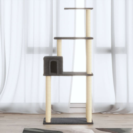 Set of cats with sisal rope poles, dark gray 147 cm