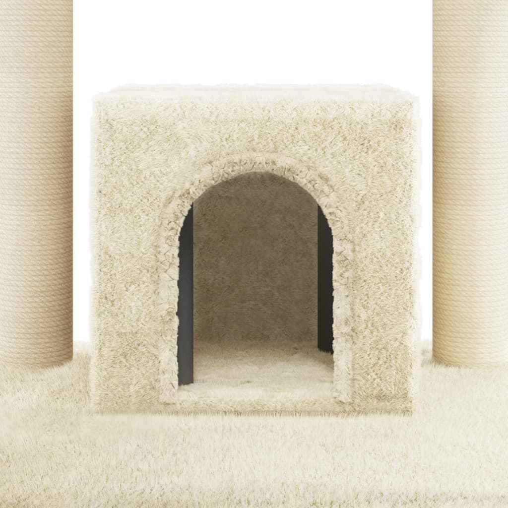 Ansamblu pisici cu stâlpi din funie de sisal, crem, 110 cm