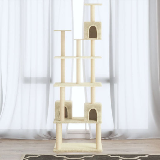 Set of cats with poles made of sisal rope, cream, 188 cm