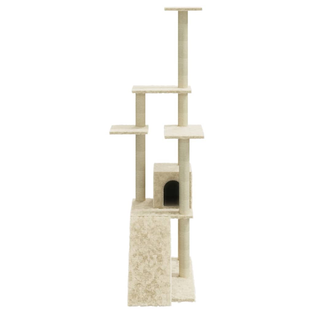 Ansamblu pisici, stâlpi din funie sisal, crem, 155 cm