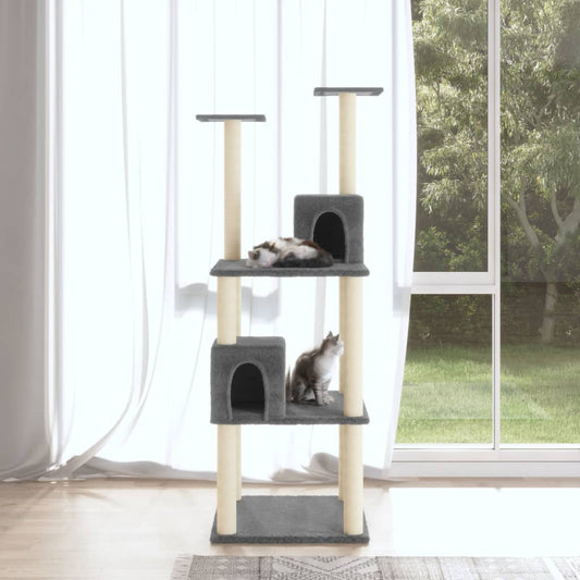 Set of cats with sisal rope poles, dark gray 141 cm