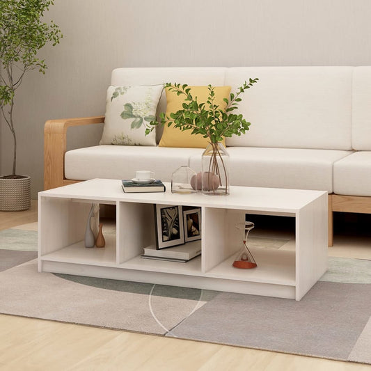 Coffee table, white, 110x50x34 cm, solid pine wood