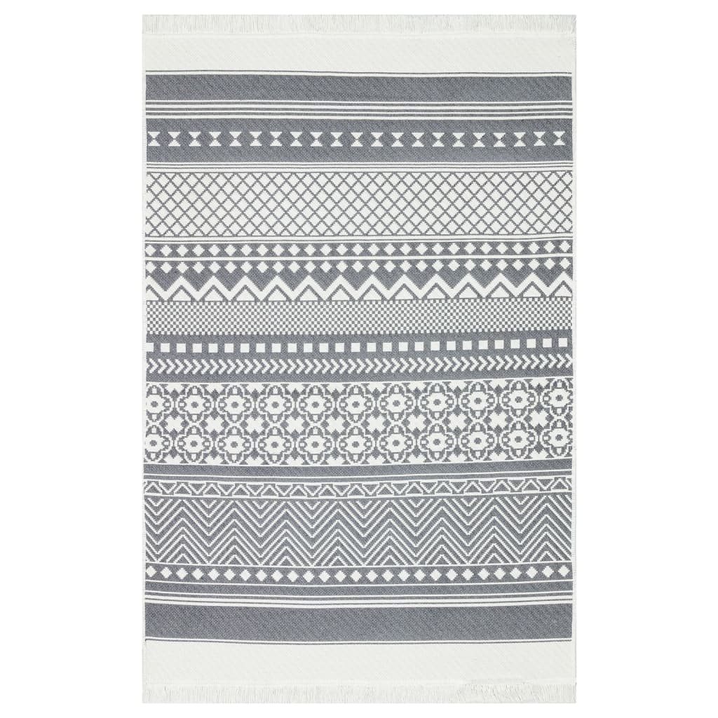 Rug, gray and white, 160x230 cm, cotton