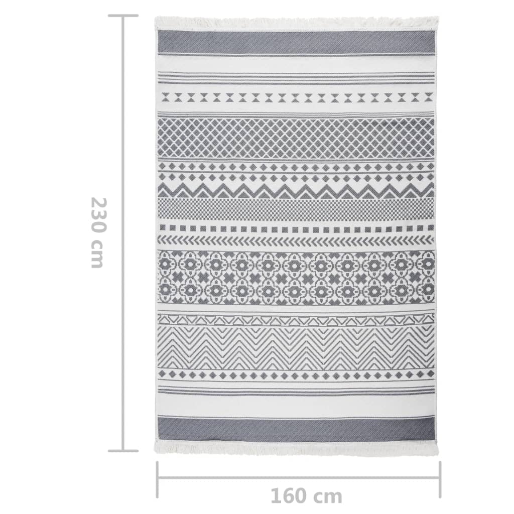 Rug, gray and white, 160x230 cm, cotton