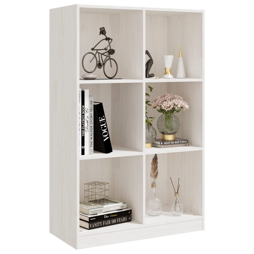 Bibliotecă, alb, 70x33x110 cm, lemn masiv de pin