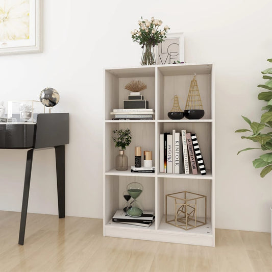 Bibliotecă, alb, 70x33x110 cm, lemn masiv de pin