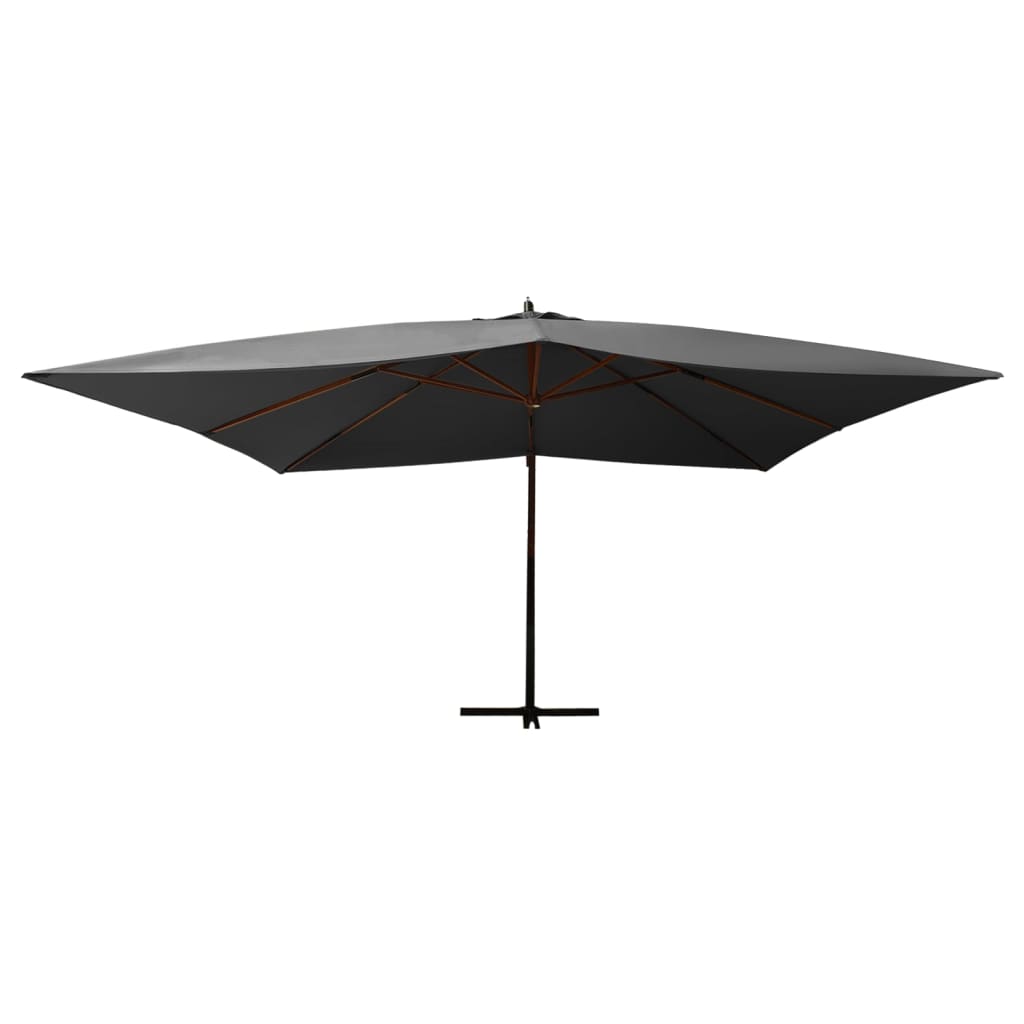 Umbrelă în consolă cu stâlp din lemn, antracit, 400 x 300 cm