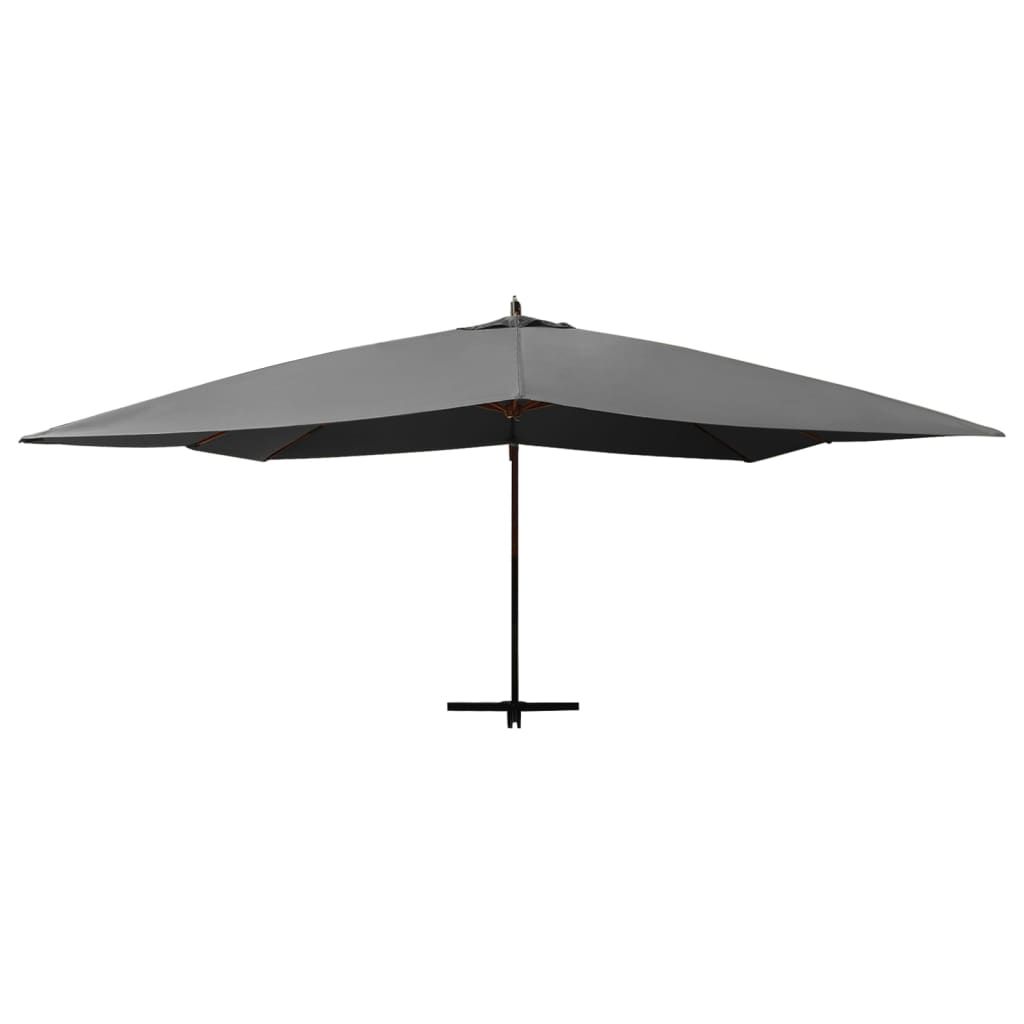 Umbrelă în consolă cu stâlp din lemn, antracit, 400 x 300 cm