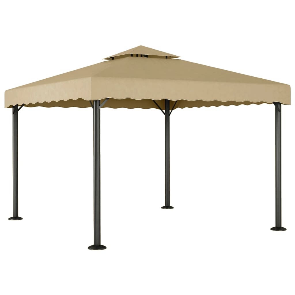 Foișor, gri taupe, 3x3 m, aluminiu și oțel