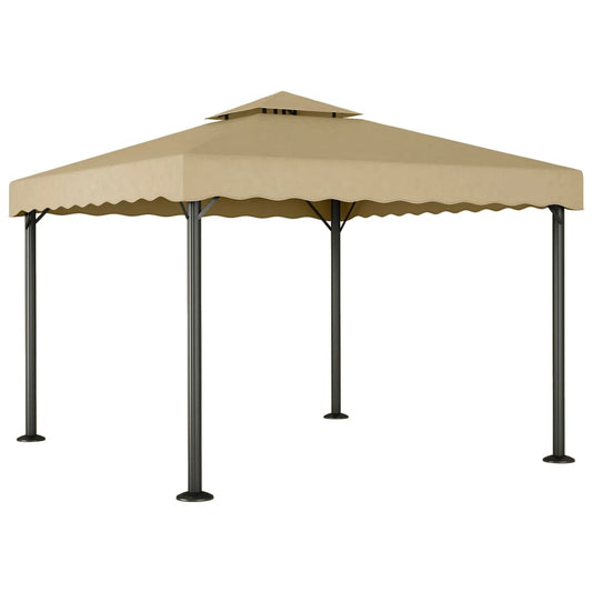 Foișor, gri taupe, 3x3 m, aluminiu și oțel