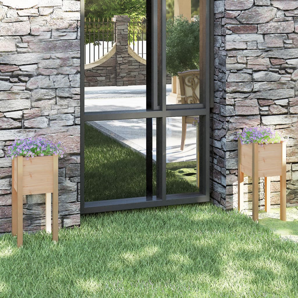 Jardiniere de grădină, 2 buc., 31x31x70 cm, lemn masiv de pin