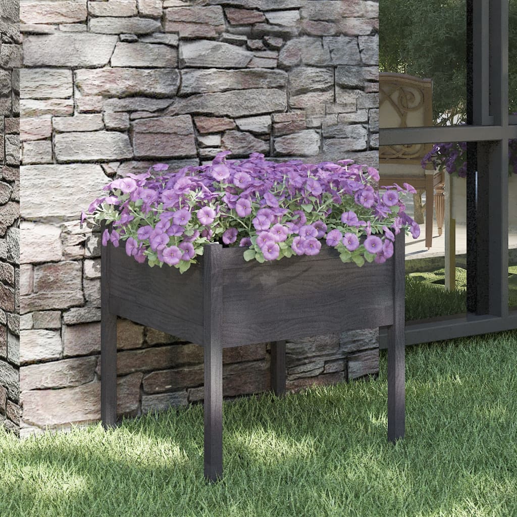 Jardinieră de grădină, gri, 70x70x70 cm, lemn masiv de pin