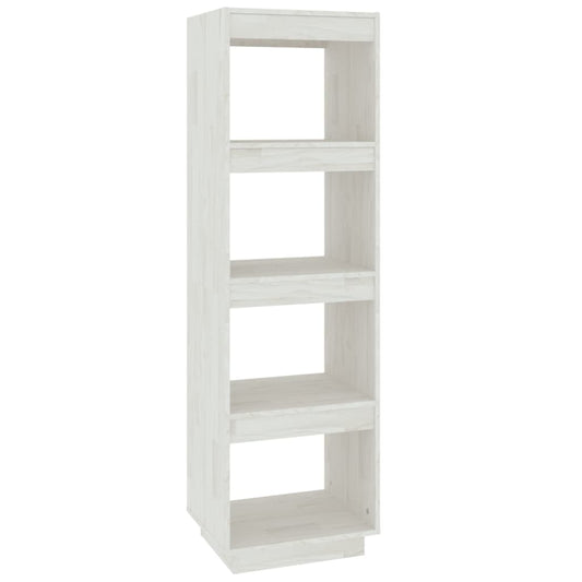 Bibliotecă/Separator cameră, alb, 40x35x135 cm, lemn masiv pin
