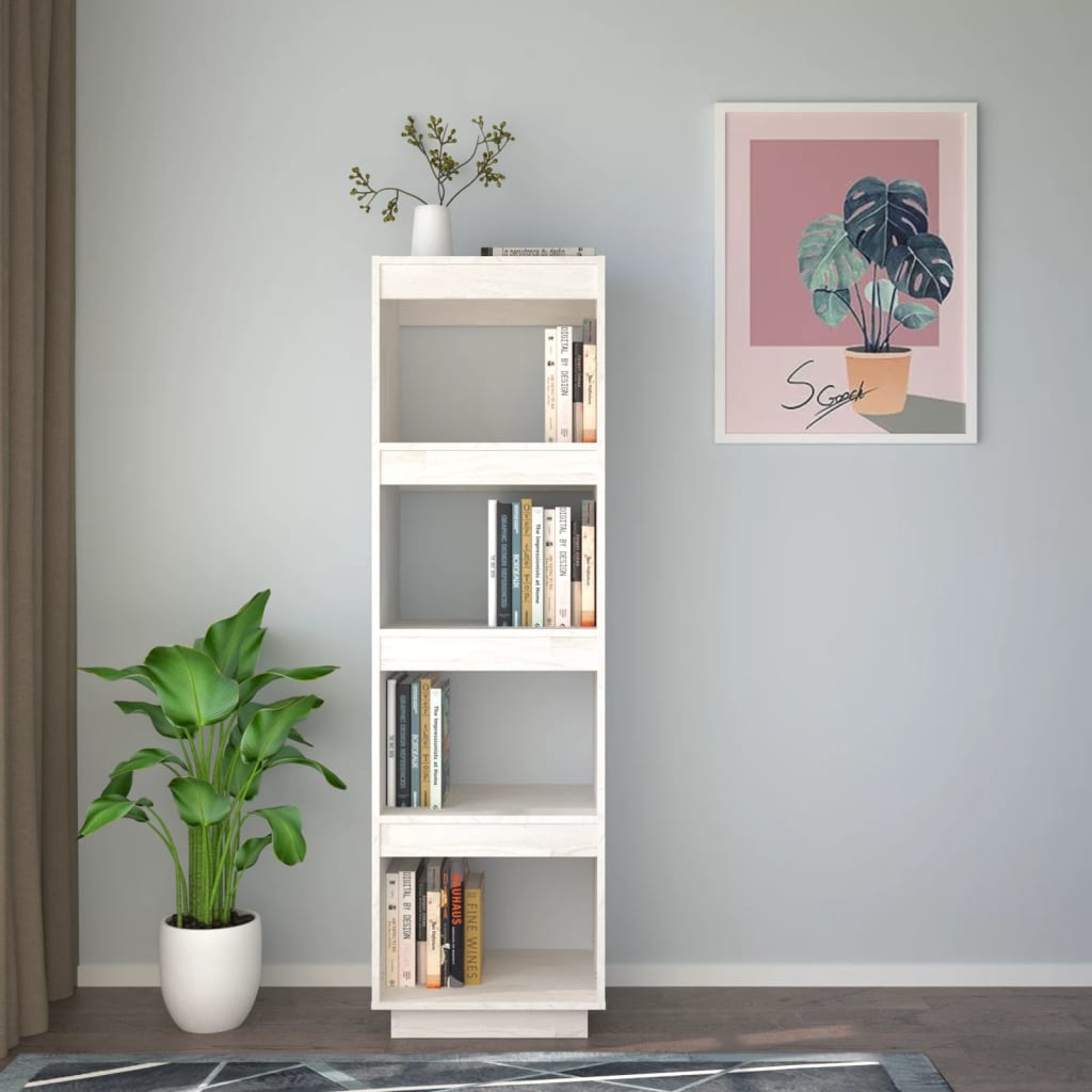 Bookcase/Room divider, white, 40x35x135 cm, solid pine wood