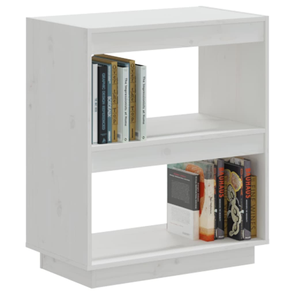 Bibliotecă, alb, 60x35x71 cm, lemn masiv de pin