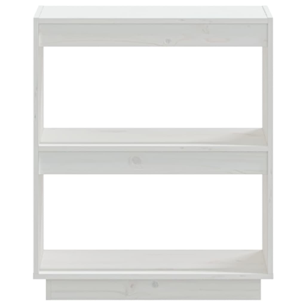 Bibliotecă, alb, 60x35x71 cm, lemn masiv de pin