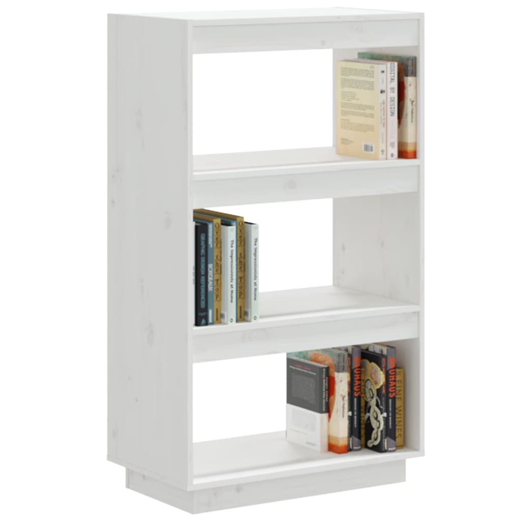Bibliotecă/Separator cameră alb 60x35x103 cm lemn masiv de pin