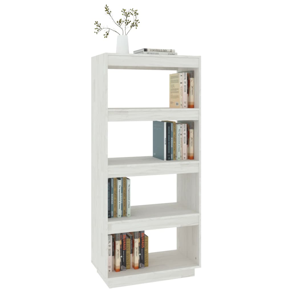 Bookcase/Room divider, white, 60x35x135 cm, solid pine wood