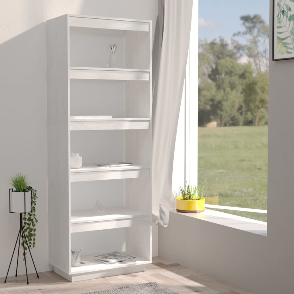 Bookcase/Room divider, white, 60x35x167 cm, solid pine wood