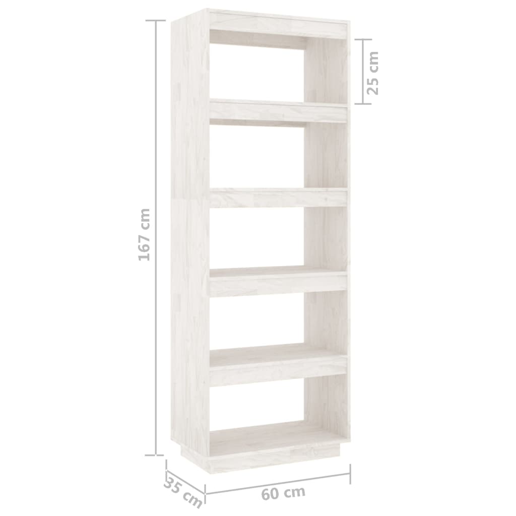 Bookcase/Room divider, white, 60x35x167 cm, solid pine wood