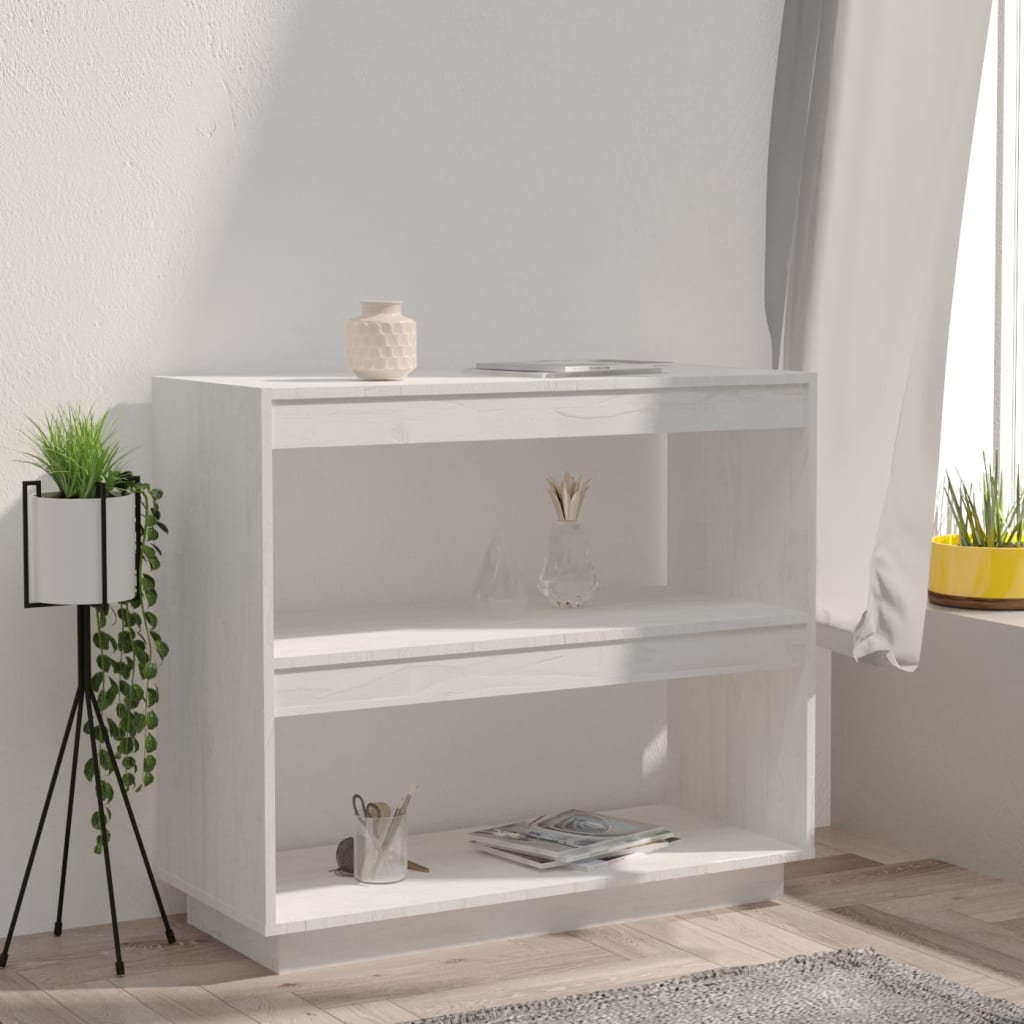 Bookcase, white, 80x35x71 cm, solid pine wood