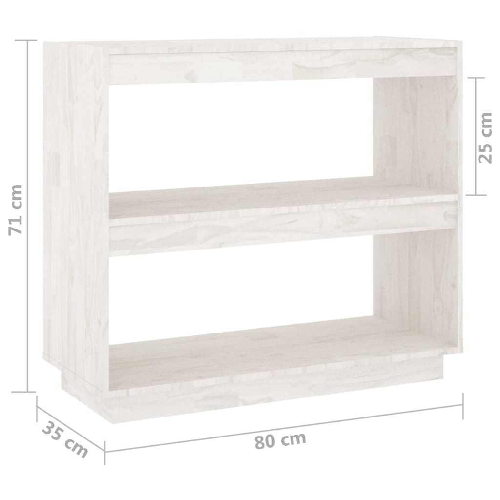 Bookcase, white, 80x35x71 cm, solid pine wood
