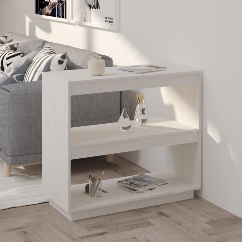 Bookcase, white, 80x35x71 cm, solid pine wood