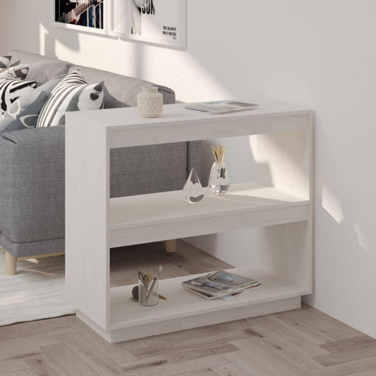 Bibliotecă, alb, 80x35x71 cm, lemn masiv de pin