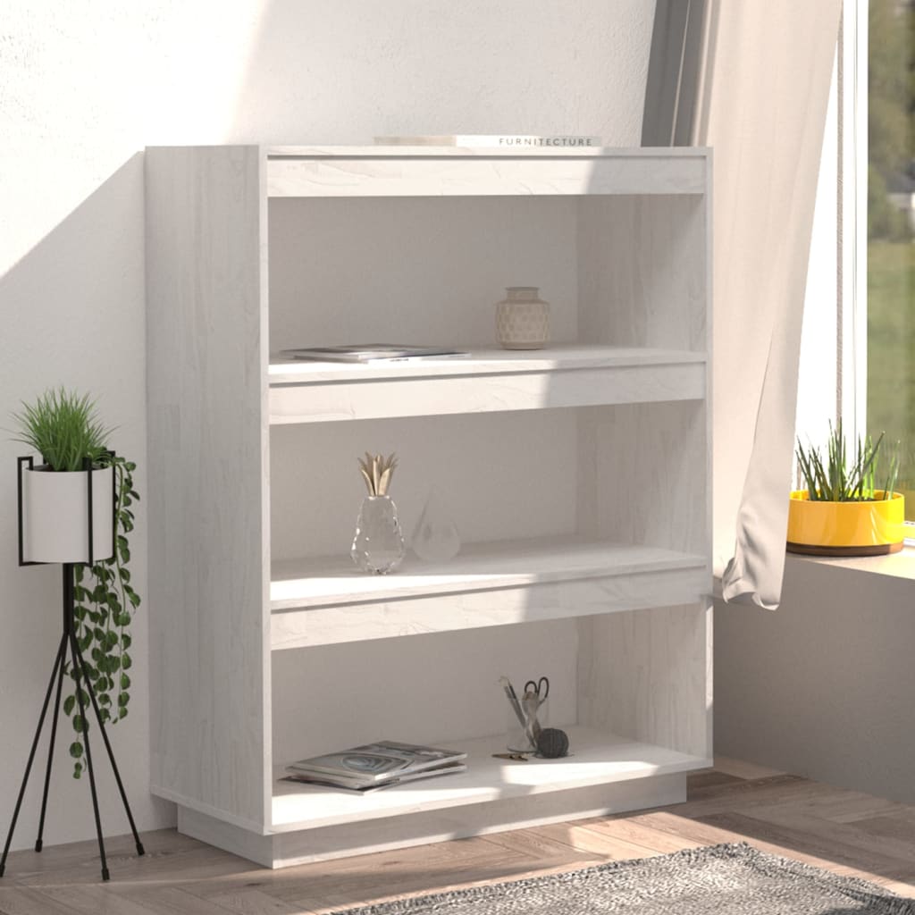 Bookcase/Room divider, white, 80x35x103 cm, solid pine wood