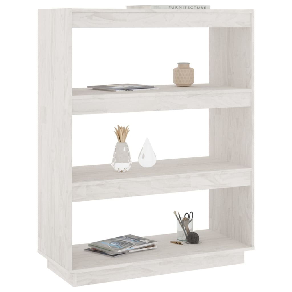 Bookcase/Room divider, white, 80x35x103 cm, solid pine wood