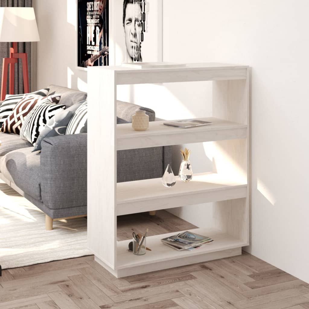 Bookcase/Room divider, white, 80x35x103 cm, solid pine wood