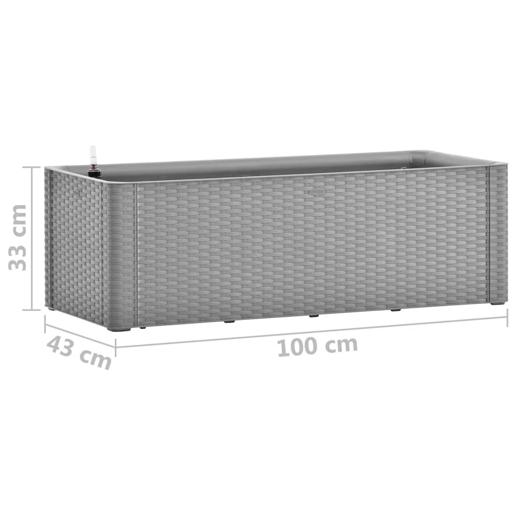 Strat înălțat grădină sistem automat udare gri 100x43x33 cm