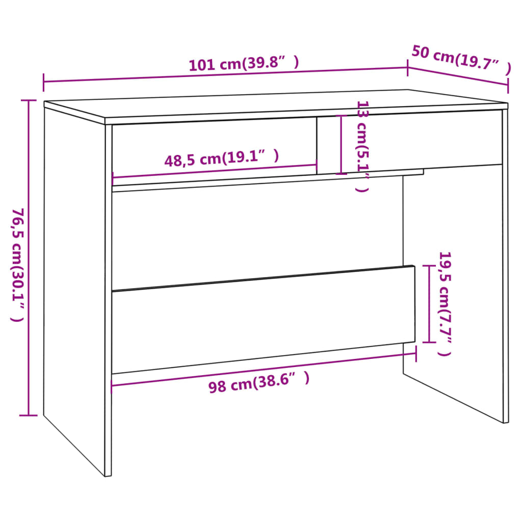 Desk, concrete grey, 101 x 50 x 76.5 cm, chipboard