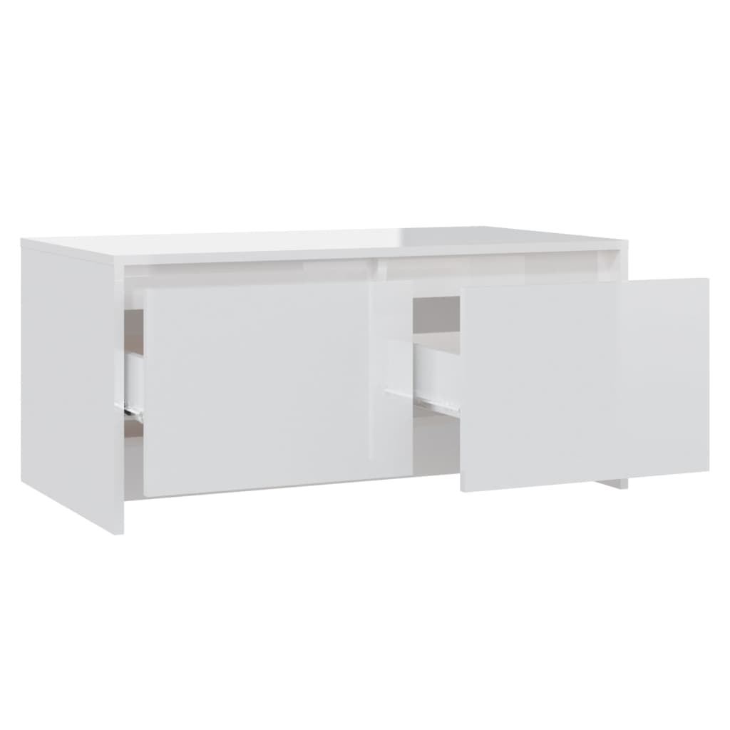 Coffee table, glossy white, 90x50x41.5 cm, chipboard