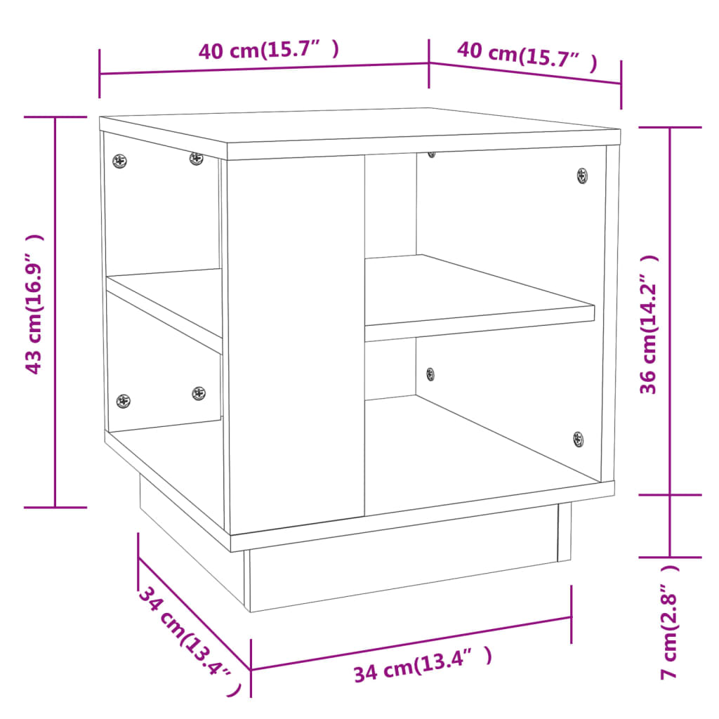 Măsuță de cafea gri beton 40x40x43 cm lemn prelucrat