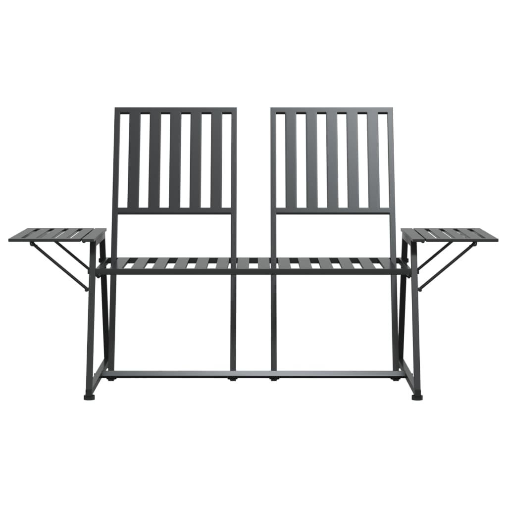 Bancă de grădină cu 2 locuri, negru, 165 cm, oțel
