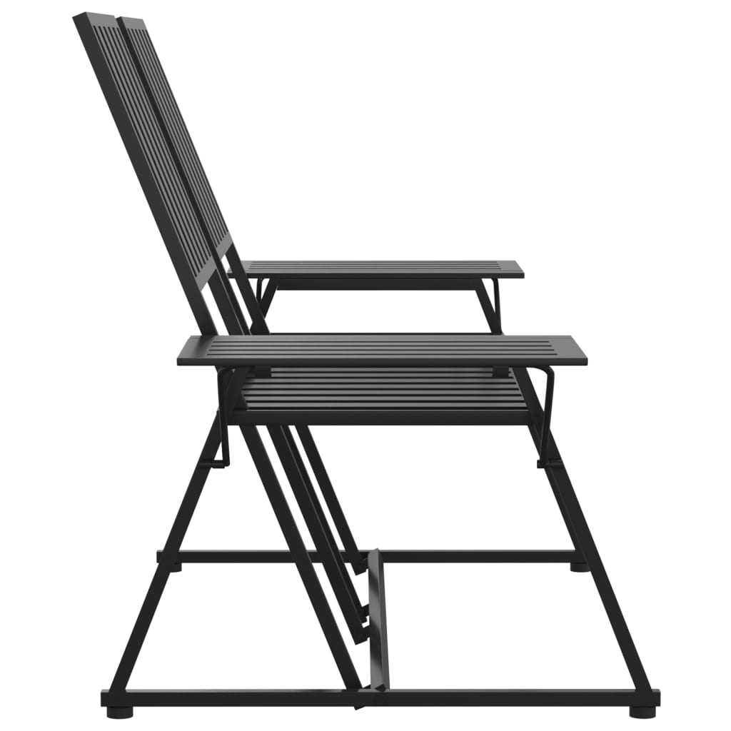 Bancă de grădină cu 2 locuri, negru, 165 cm, oțel